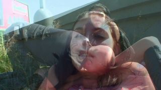Dark haired german girl making a cock cum hard near the road o....-5