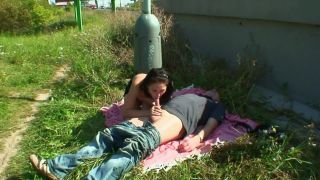 Dark haired german girl making a cock cum hard near the road o....-6