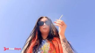 [GetFreeDays.com] Smoking fetish. Dominatrix smokes a cigarette on the beach Sex Leak October 2022-0