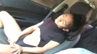 Public hot girl masturbates in uber car.-8