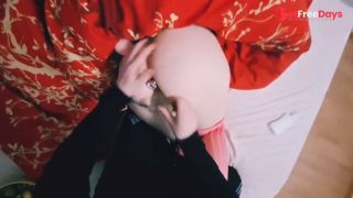 Caught Easter Bunny in my bedroom and made her come hard with a big clear dildo-9