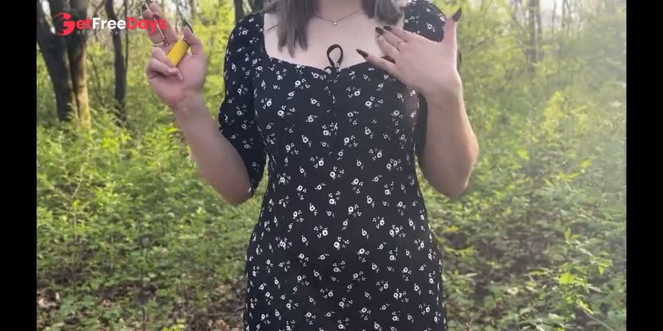 Risky masturbation in a public park with a guy on a video call
