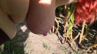 Slap an squeeze my tits in corn field BDSM!-9