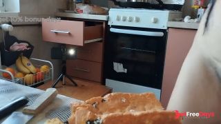 Hairy brunette pussy, big tits, sensual hairy woman in the kitchen. Sexy MILF, hairy pussy-7