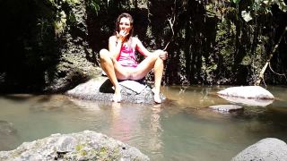 Dream4AngelNudism n Gaping Pussy at Jungle river # Gentle masturbation n fingering before river refreshing-4