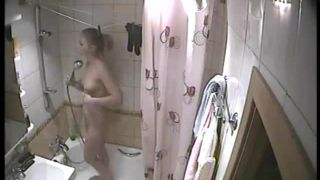 Blonde teen in the shower. hidden cam-1