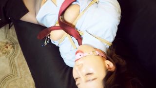 Asian Girls Bound and Gagged china rope bondage shibari ballgag vibrator-9