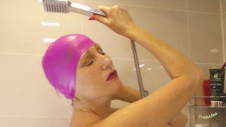 adult clip 37 Fetish Alina – Shower Scene in Transparent Latex and Swim Cap - latex - femdom porn nikki hunter femdom-0