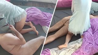 Hermina - Sensual massage of a hot couple with oil on the body. Foreplay in the bedroom with an amateur couple-1