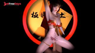 3D skinny Asian slut wearing sexy dress sitting on the big dick-4