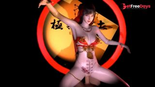 3D skinny Asian slut wearing sexy dress sitting on the big dick-6