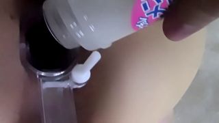 Amateur Spreading my pussy open with a speculum and filling it with fake cum until its full-0