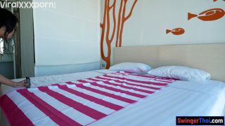 SwingerThai  Blowjob SwingerThai Petite Thai teen gives sensual massage followed by a steamy handjob in lingerie video-1