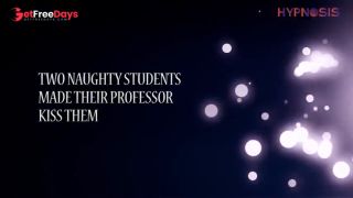 [Hypnosis.Porn] Tessa Fantasies - Two Horny College Girls in Miniskirts Made Their Professor to Kiss Them-0