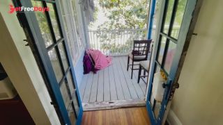 POV deep throat blowjob balcony public face fuck throat goat red hair green eyes cum on face stepsis-2
