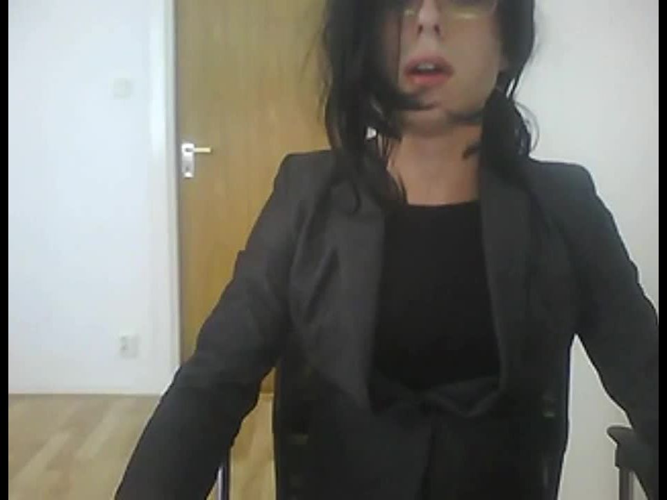 Teen amateur CD trap toys her ass, masturbates and drinks her cum