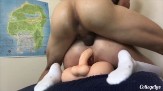 Collageluve – Amateur dildo DP creampie and buttplug fuck-9
