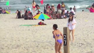 Girl fights To Keep big boobs Inside bikini top but she  lose-5