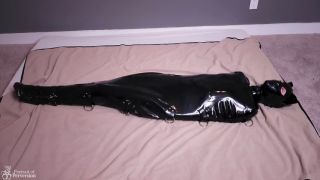 Hood Rubber Kitty Is Made Have Multiple orgasms In A Latex Bondage Sack-1