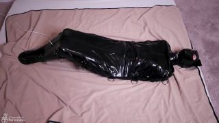 Hood Rubber Kitty Is Made Have Multiple orgasms In A Latex Bondage Sack-6