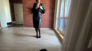 Bg. Leather Pencil Skirt. IM Showing You My New Leather Skirt 1080p-0