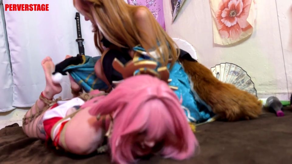 Femdom Porn Perverstage – Miss Hina plays with tying and tickling Yae Miko (Custom)
