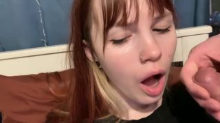 Red Hair I got Fucked in the Mouth while I was playing PC and they Cummed on my shirt-9