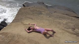 Spanish MILF gets nude at the  beach-2