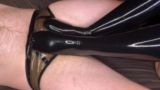 Boundpumpkin - bound pumpkin - Amateur Shiny Latex Dressing Handjob and Footjob ending in Cumming-5