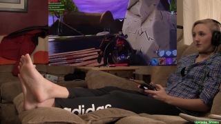 adult xxx clip 4 White girls feet , foot tease pov , gamer girl plays fortnite! barefoot joi, fetish play on solo female -1