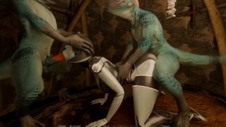 Verified Amateurs Lara Croft Spies On As 2 Reptilian Monsters Fuck Her Step Sister-2
