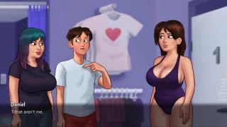 American Summertime Saga - Busty Milf shows can barely fit in her sexy white bikini-5