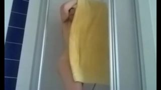 Nice busty girl shaving armpits, pussy and legs in the shower. hidden ...-6
