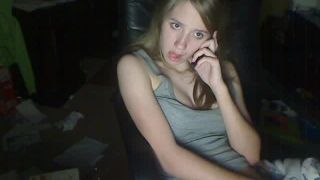 Cute blonde teen playing with titts and pussy on the phone webcam-5