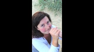 Bambi and Hubby - Cock Hungry Wife Sucks Hubby's Dick On Public Beach and Makes Him Cum All Over Her Tits-0