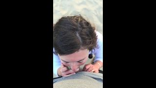 Bambi and Hubby - Cock Hungry Wife Sucks Hubby's Dick On Public Beach and Makes Him Cum All Over Her Tits-1