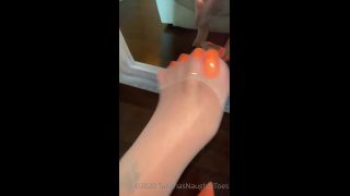 TATIANA - tatianasnaughtytoes () Tatianasnaughtytoes - new neon orange pedicure nylons dangling my orange high heel pumps when s 31-08-2020-5
