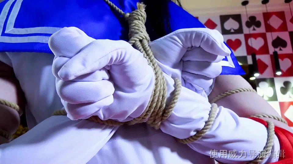 Asian Girls Bound and Gagged china rope bondage hogtie cosplay superherione