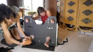 free xxx video 30 public foot fetish FrenchTickling – Yuna & Lucylle Experiment Tickle Torture In The Stocks, m/f on muscle-3