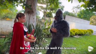 Little Red Little Red Riding Hood lost a fruit from her basket and is looking for it in the wolfs pants.-0