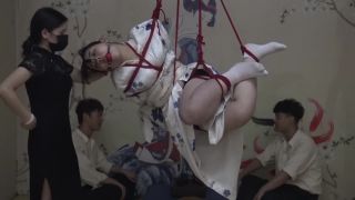 Asian Girls Bound and Gagged rope bondage shibari ballgag suspension-9