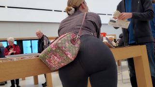 Impressive bubble butt bends over the desk Voyeur-8