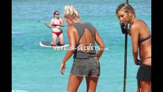 Hot beach girls paddle their surfboard Voyeur!-0