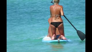 Hot beach girls paddle their surfboard Voyeur!-4