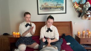 adult xxx video 39 Sasha And Bebe - MFF Naughty School Girl Lotion Hand Job - FullHD 1080p, redhead fetish on handjob porn -5