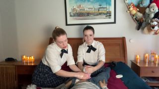 adult xxx video 39 Sasha And Bebe - MFF Naughty School Girl Lotion Hand Job - FullHD 1080p, redhead fetish on handjob porn -9