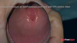 Very close-up of an over-excited penis and streams of pre-cum-8