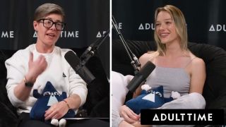 Big Natural Tits ADULT TIME - Busty Lesbians Octavia Red and Kenna James CAUGHT EATING PUSSY On Podcast Set FULL SCENE-3