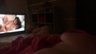 Horny amateur busty girl watching porn and fingering pussy-4