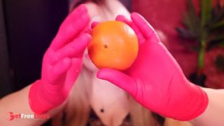 ASMR nurse gloves and eating oranges Arya Grander-0
